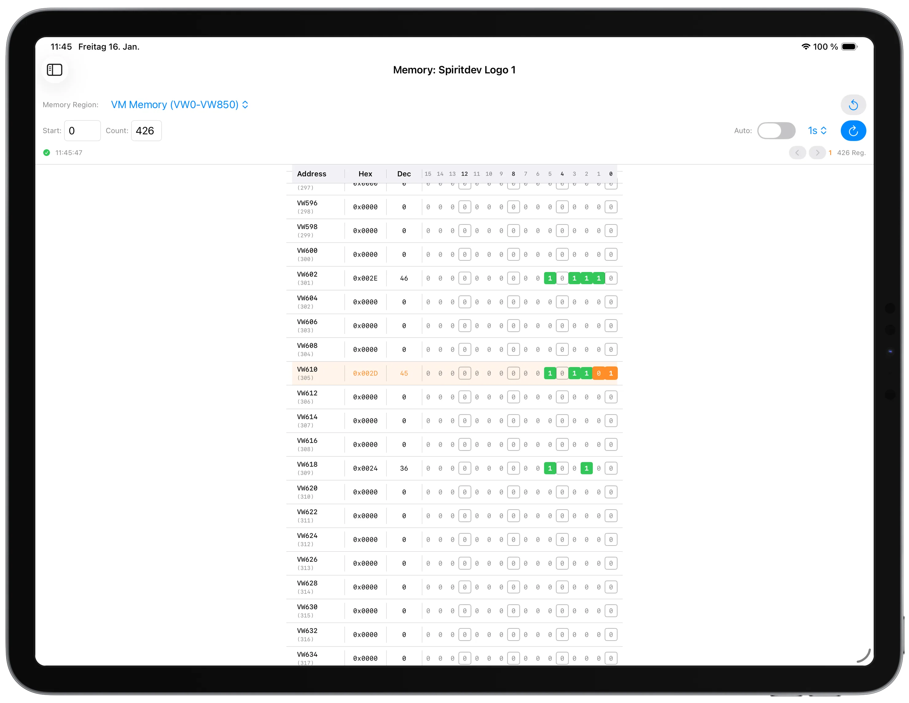 PLC-Inspector on iPad