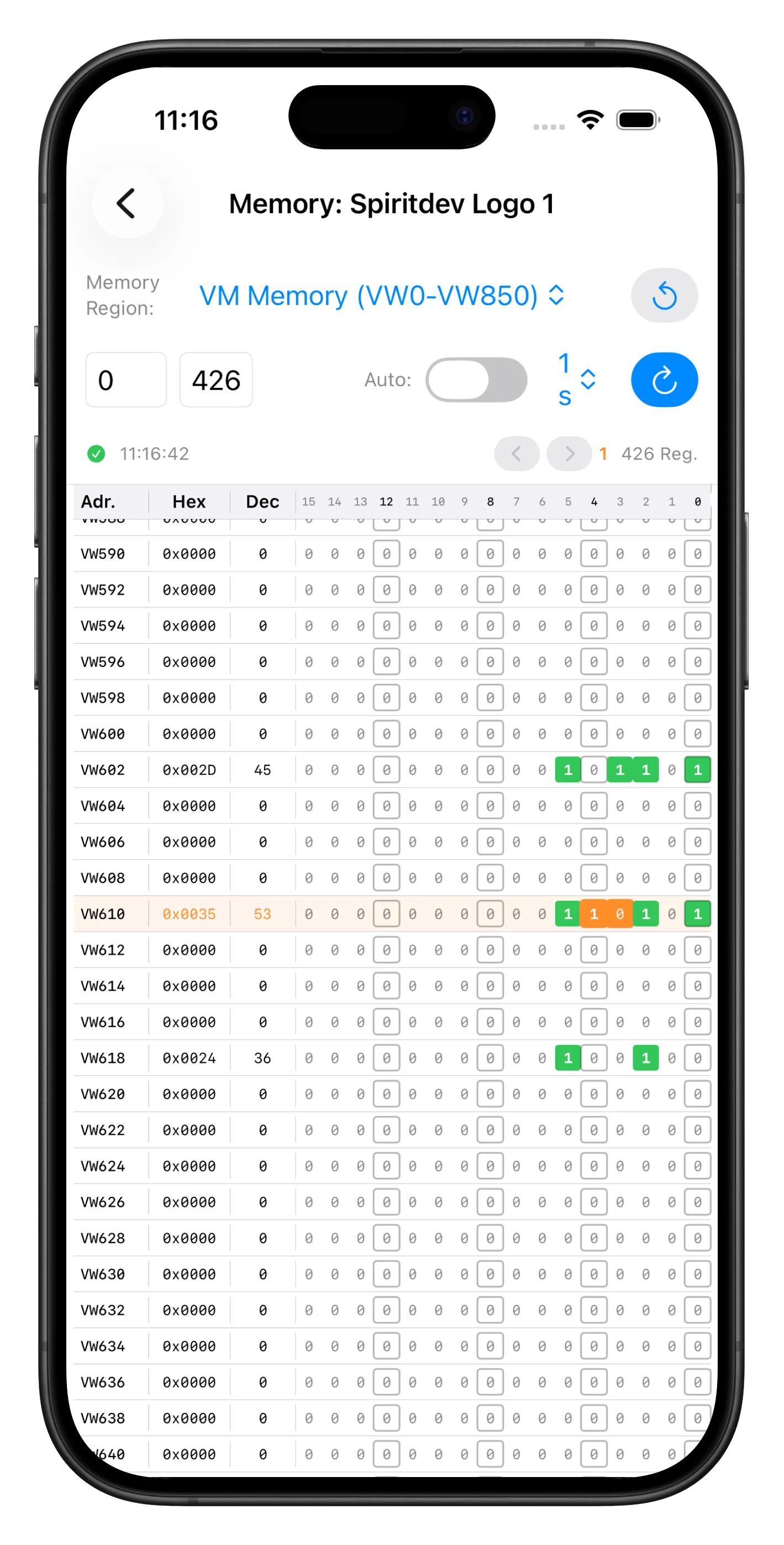 PLC-Inspector on iPhone