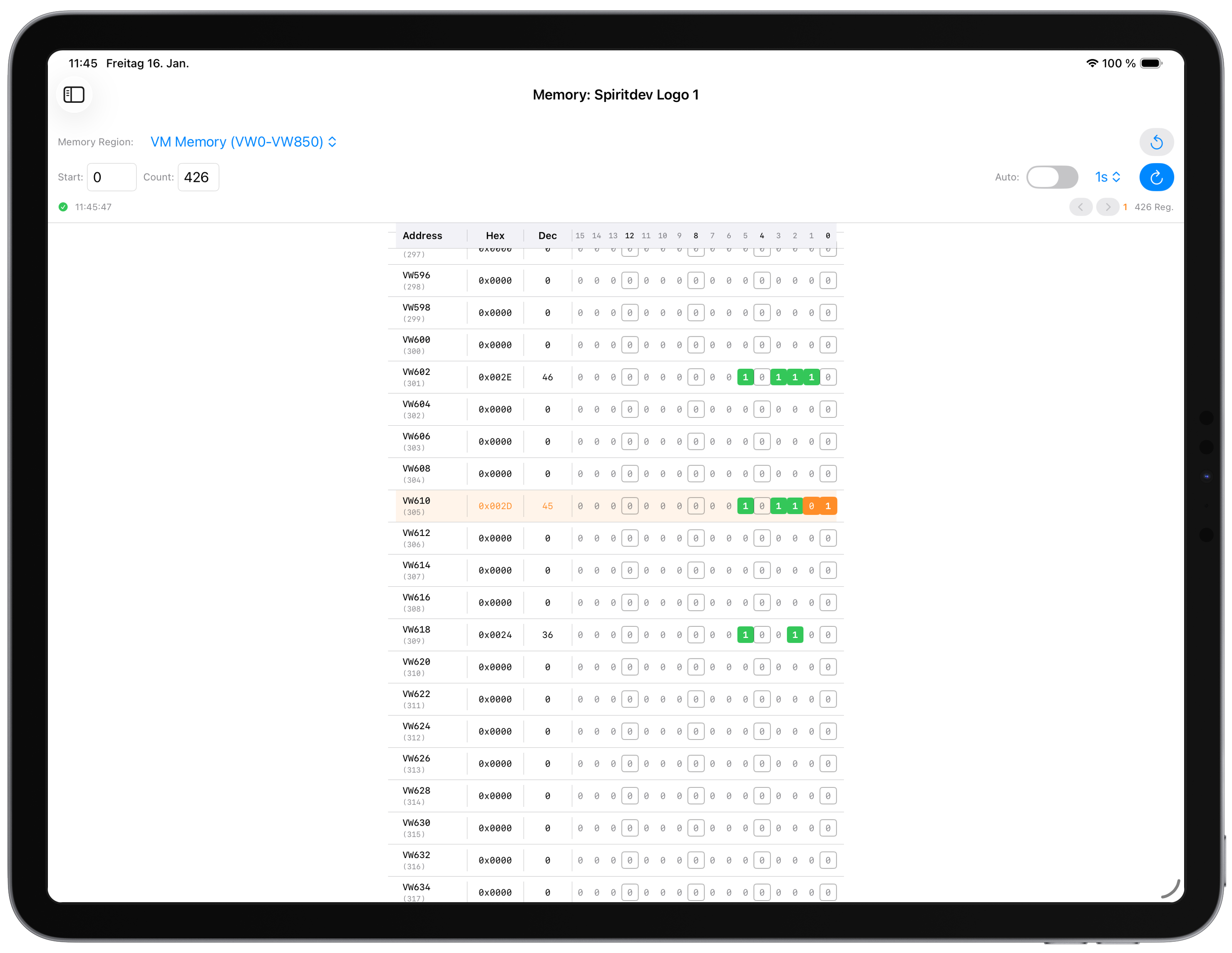 PLC-Inspector on iPad