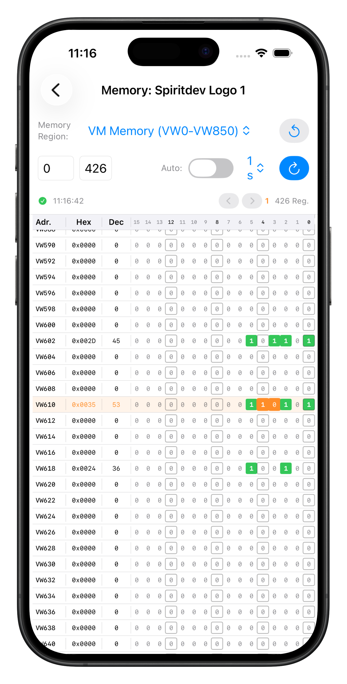 PLC-Inspector on iPhone